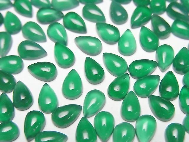 Green Onyx AAA Pear shape Cabochon 6x4mm 5pcs
