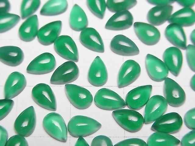 Green Onyx AAA Pear shape Cabochon 6x4mm 5pcs