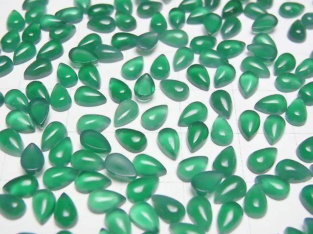 Grüner Onyx AAA Tropfenform Cabochon 6x4mm 5 Stück