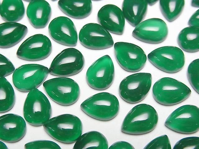 Green Onyx AAA Pear shape Cabochon 8x6mm 4pcs