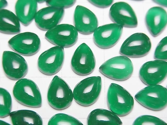 Green Onyx AAA Pear shape Cabochon 8x6mm 4pcs