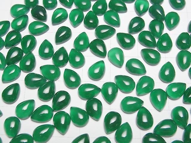 Grüner Onyx AAA Tropfenform Cabochon 8x6mm 4 Stück