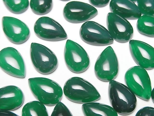 Green Onyx AAA Pear shape Cabochon 12x8mm 4pcs