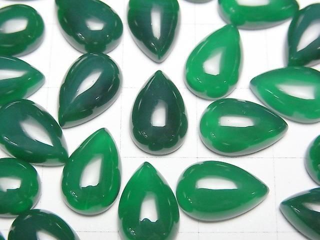 Green Onyx AAA Pear shape Cabochon 12x8mm 4pcs