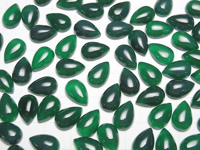 Grüner Onyx AAA Tropfenform Cabochon 12x8mm 4 Stück