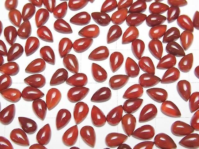 Roter Achat AAA Tropfenform Cabochon 6x4mm 5 Stück