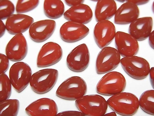Red Agate AAA Pear shape Cabochon 8x6mm 4pcs