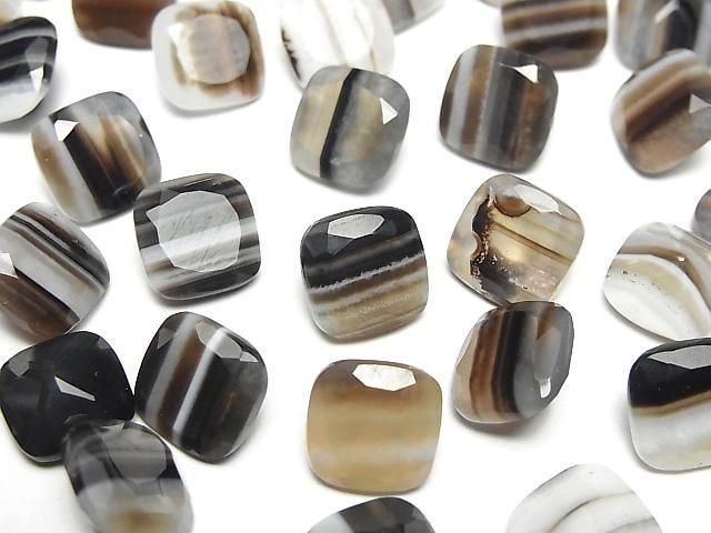 Black Stripe Agate Loose stone Square Faceted 10x10mm 3pcs