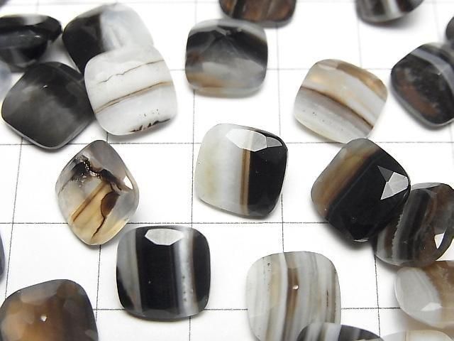 Black Stripe Agate Loose stone Square Faceted 10x10mm 3pcs