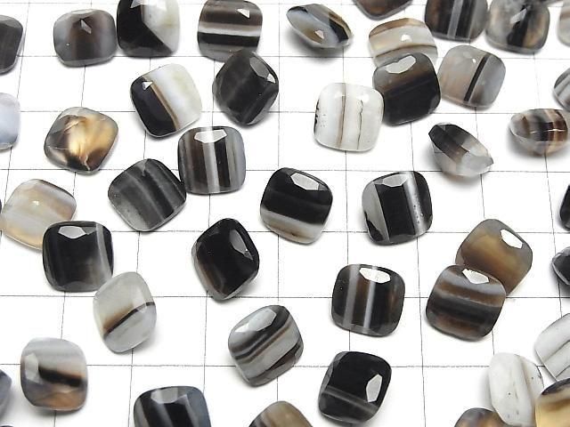 Schwarzer Streifen-Achat lose Steine quadratisch facettiert 10x10mm 3 Stück