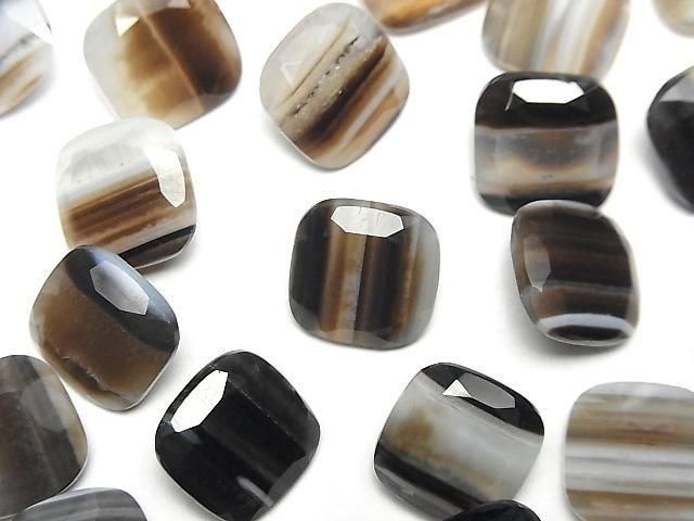 Black Stripe Agate Loose stone Square Faceted 12x12mm 2pcs