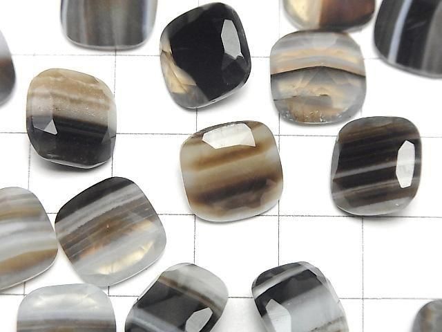 Black Stripe Agate Loose stone Square Faceted 12x12mm 2pcs