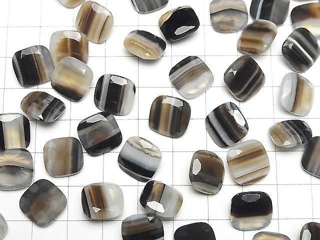 Schwarzer Streifen-Achat lose Steine quadratisch facettiert 12x12mm 2 Stück