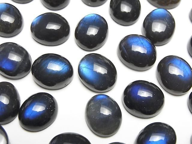 High Quality Black Labradorite AAA- Oval Cabochon 12x10mm 2pcs