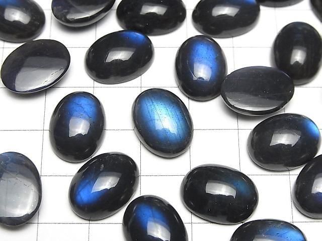 Hochwertiger schwarzer Labradorit AAA- Oval Cabochon 16x12mm 1 Stück