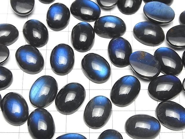 Hochwertiger schwarzer Labradorit AAA- Oval Cabochon 16x12mm 1 Stück
