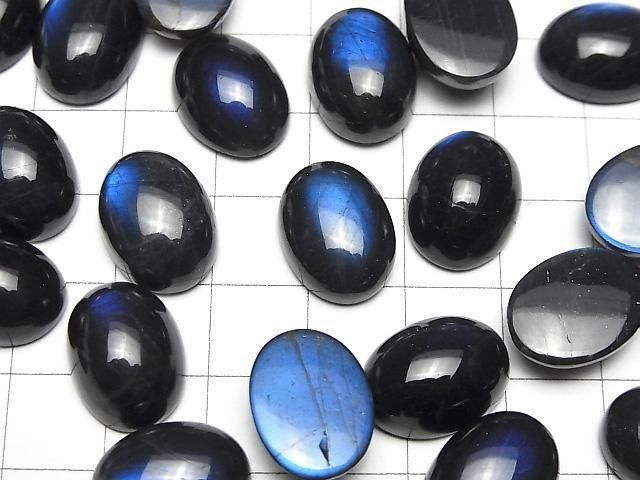 Hochwertiger schwarzer Labradorit AAA- Oval Cabochon 16x12mm 1 Stück