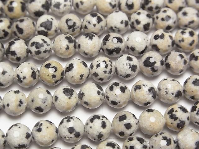 High Quality! Dalmatian Jasper 128Faceted Round 6mm 1strand beads (aprx.15inch/36cm)