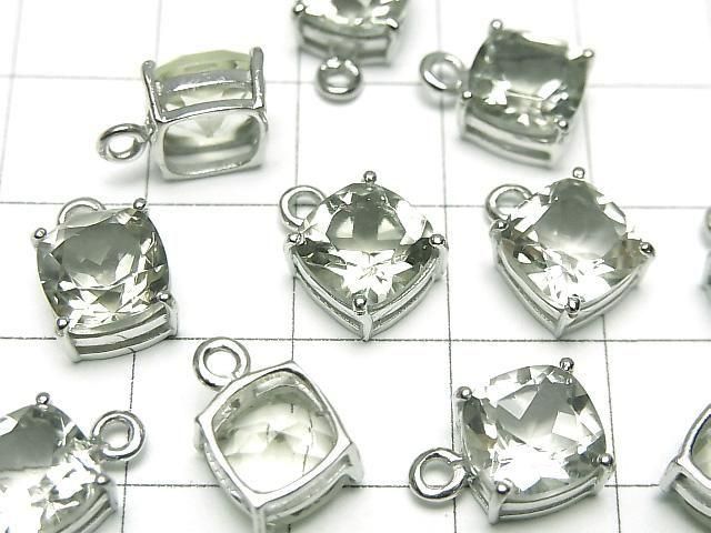 High Quality Green Amethyst AAA Bezel Setting Square Faceted 8x8mm Silver925 1pc