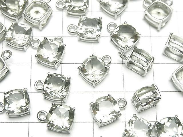 Hochwertiger grüner Amethyst AAA Zargenfassung quadratisch facettiert 8x8mm Silber925 1 Stück