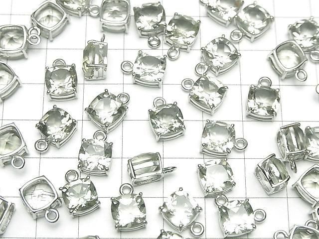 Hochwertiger grüner Amethyst AAA Zargenfassung quadratisch facettiert 8x8mm Silber925 1 Stück
