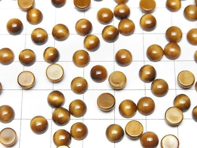 Gelber Tigerauge AA++ Rund Cabochon 6x6mm Honigfarbe 5 Stück