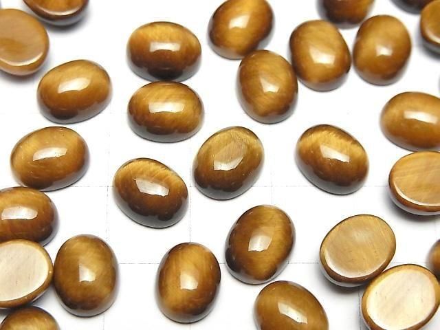 Gelber Tigerauge AA++ Oval Cabochon 10x8mm Honigfarbe 3 Stück