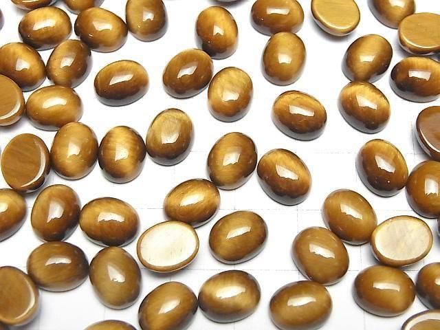 Gelber Tigerauge AA++ Oval Cabochon 10x8mm Honigfarbe 3 Stück