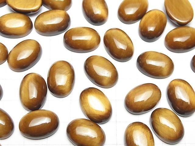 Gelber Tigerauge AA++ Oval Cabochon 18x13mm Honigfarbe 2 Stück