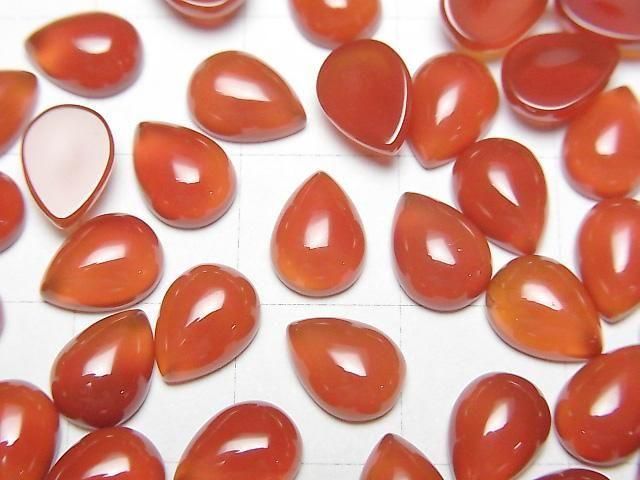 Carnelian AAA Pear shape Cabochon 8x6mm 4pcs