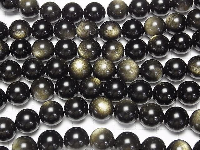 Golden Obsidian AAA+ Round 12mm half or 1strand beads (aprx.15inch/36cm)