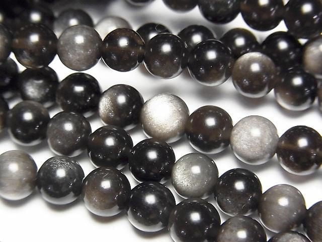 Silver Obsidian AAA+ Round 6mm 1strand beads (aprx.15inch/36cm)