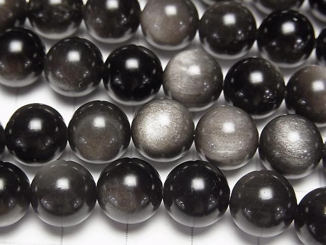 Silver Obsidian AAA+ Round 10mm half or 1strand beads (aprx.15inch/36cm)