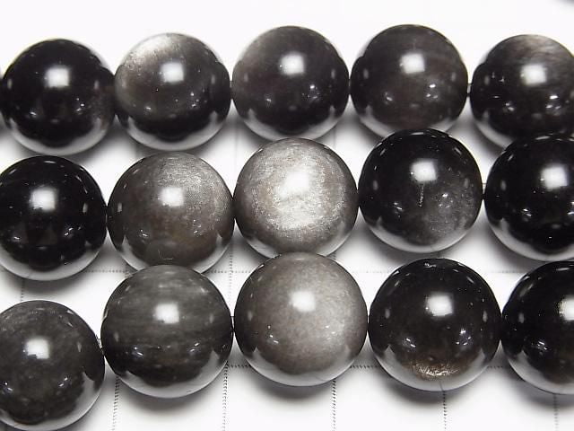 Silver Obsidian AAA+ Round 12mm half or 1strand beads (aprx.15inch/36cm)