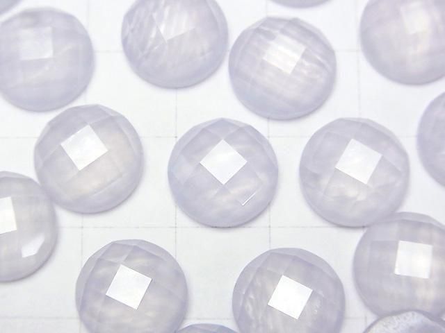 Blue Lace Agate x Crystal AAA Round Faceted Cabochon 12x12mm 2pcs