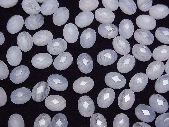 Blaue Spitze Achat x Kristall AAA Oval Facettierte Cabochon 8x6mm 2 Stück