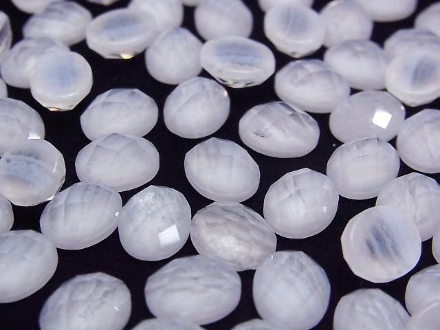 Blaue Spitze Achat x Kristall AAA Oval Facettierte Cabochon 10x8mm 2 Stück