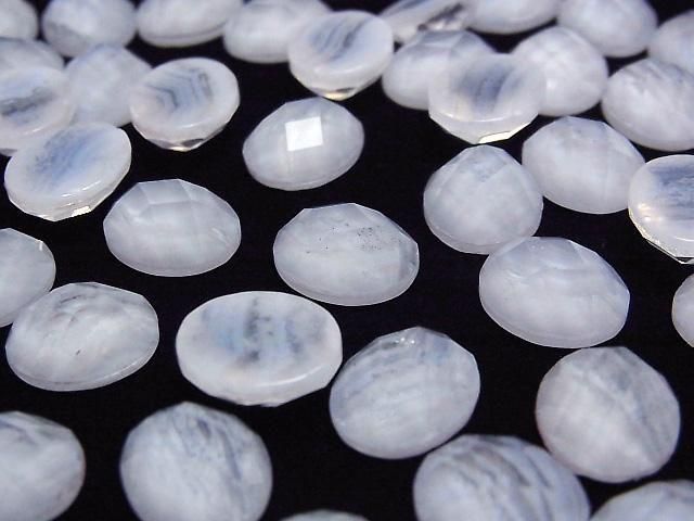 Blaue Spitze Achat x Kristall AAA Oval Facettierte Cabochon 12x10mm 2 Stück