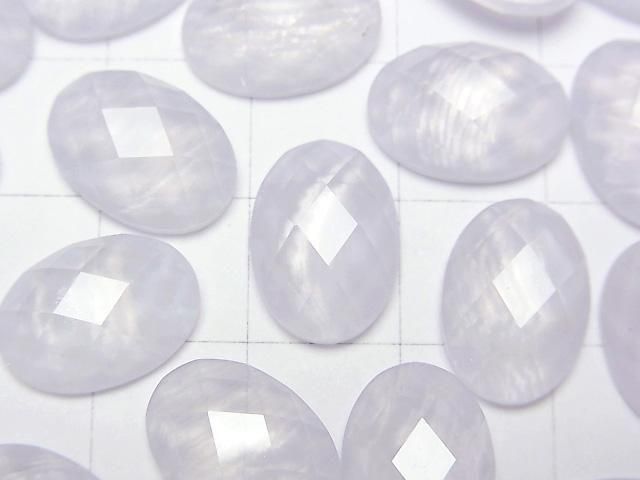 Blue Lace Agate x Crystal AAA Oval Faceted Cabochon 14x10mm 1pc