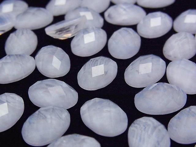 Blaue Spitze Achat x Kristall AAA Oval Facettierte Cabochon 14x10mm 1 Stück