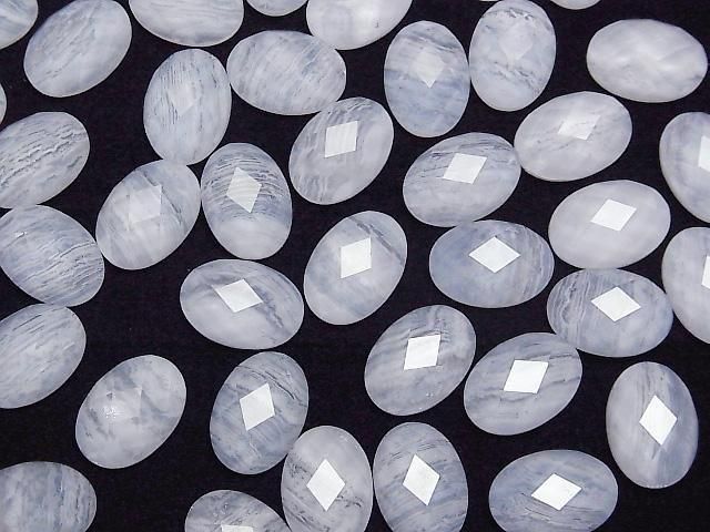 Blaue Spitze Achat x Kristall AAA Oval Facettierte Cabochon 14x10mm 1 Stück