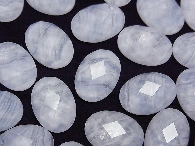 Blue Lace Agate x Crystal AAA Oval Faceted Cabochon 18x13mm 1pc