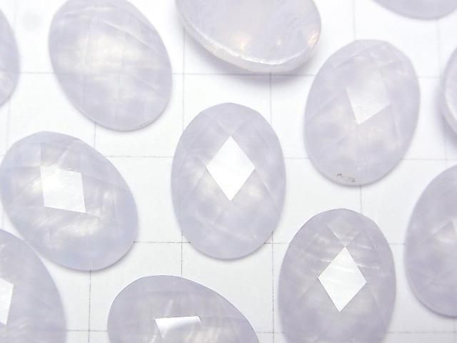 Blue Lace Agate x Crystal AAA Oval Faceted Cabochon 18x13mm 1pc
