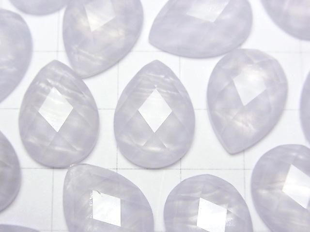 Blue Lace Agate x Crystal AAA Pear Shape Faceted Cabochon 18x13mm 1pc