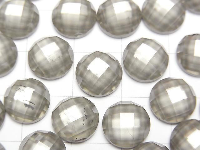 Pyrite x Crystal AAA Round Faceted Cabochon 10x10mm 2pcs