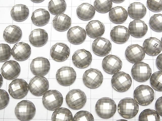 Pyrit x Kristall AAA Rund facettierter Cabochon 10x10mm 2 Stück