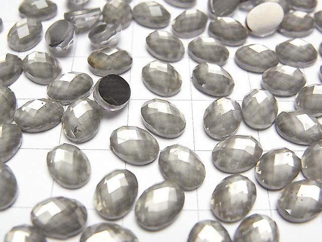 Pyrit x Kristall AAA Oval facettierter Cabochon 8x6mm 2 Stück