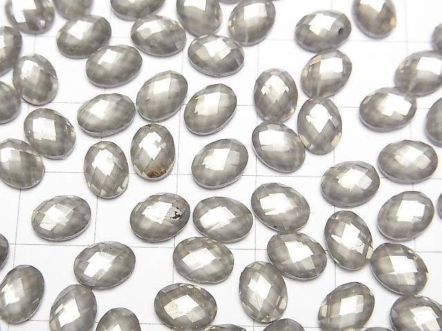 Pyrit x Kristall AAA Oval facettierter Cabochon 8x6mm 2 Stück