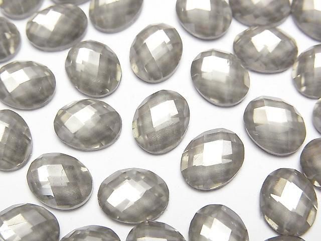Pyrite x Crystal AAA Oval Faceted Cabochon 10x8mm 2pcs