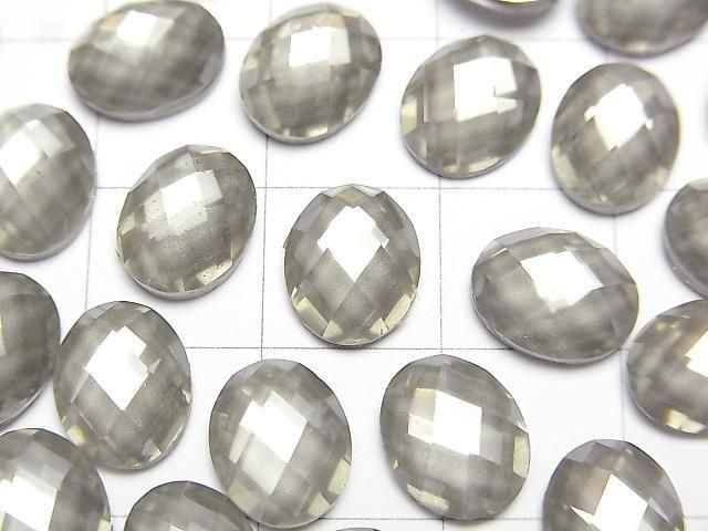 Pyrite x Crystal AAA Oval Faceted Cabochon 10x8mm 2pcs